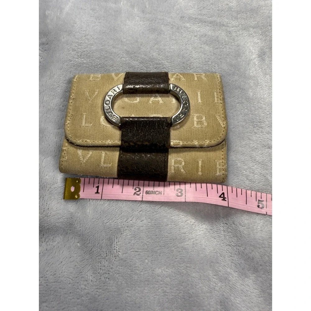 BVLGARI Logomania Canvas‎ Leather Silver Hardware 6-Key Holder Key Ring/Beige